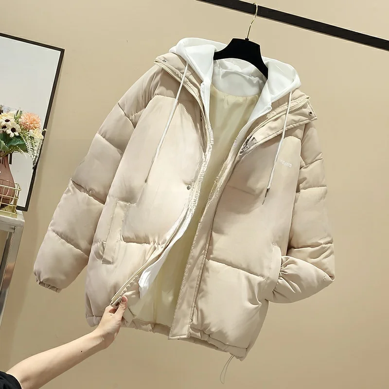 Women's Thiened Cotton Jaet Autumn Winter Hooded Zipper ort Sle American Bread Coat Fake Two-Piece Cotton Clothes
Women's Thiened Cotton Jaet Autumn Winter Hooded Zipper ort Sle American Bread Coat Fake Two-Piece Cotton Clothes