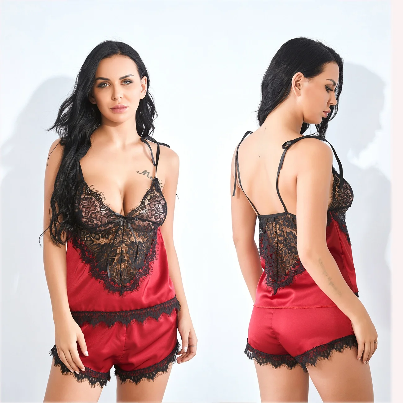 Sexy Lace Sling Split Pajamas Funny Lingerie Women's Casual Style V-neck Sleeveless Home Clothes Autumn Winter Spring Summer
Sexy Lace Sling Split Pajamas Funny Lingerie Women's Casual Style V-neck Sleeveless Home Clothes Autumn Winter Spring Summer