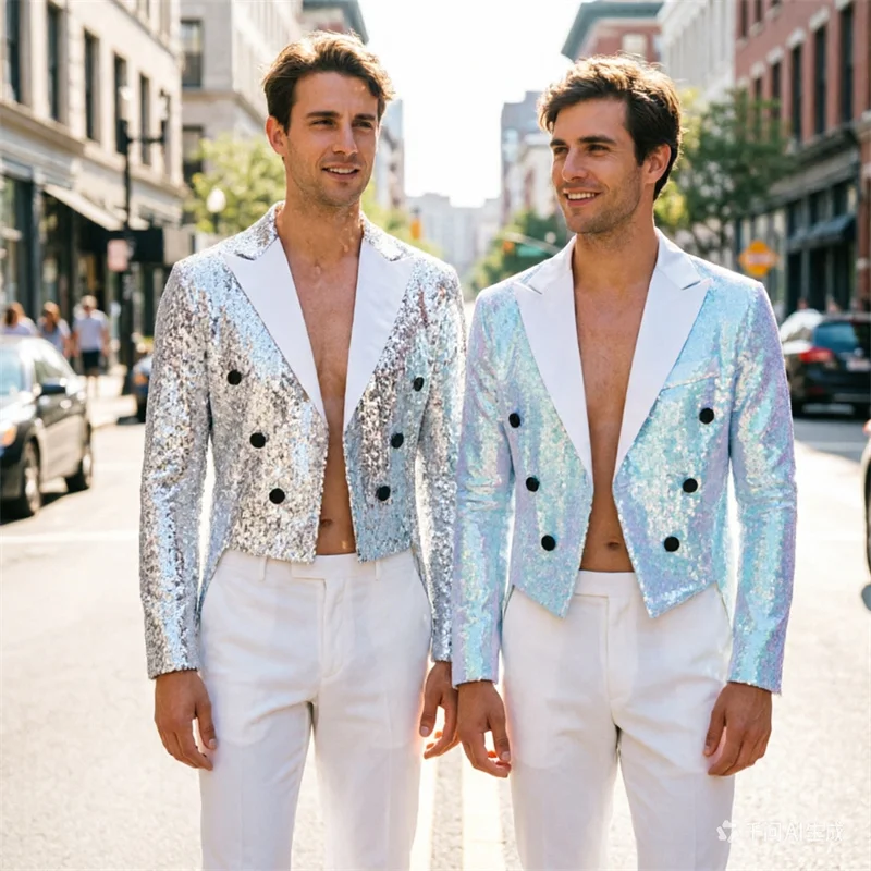 2026 New Men Luxury Sequined Tuxedo Suit Double Breasted Coat White / Silver Fashion Singer Stage Performance Blazers
2026 New Men Luxury Sequined Tuxedo Suit Double Breasted Coat White / Silver Fashion Singer Stage Performance Blazers