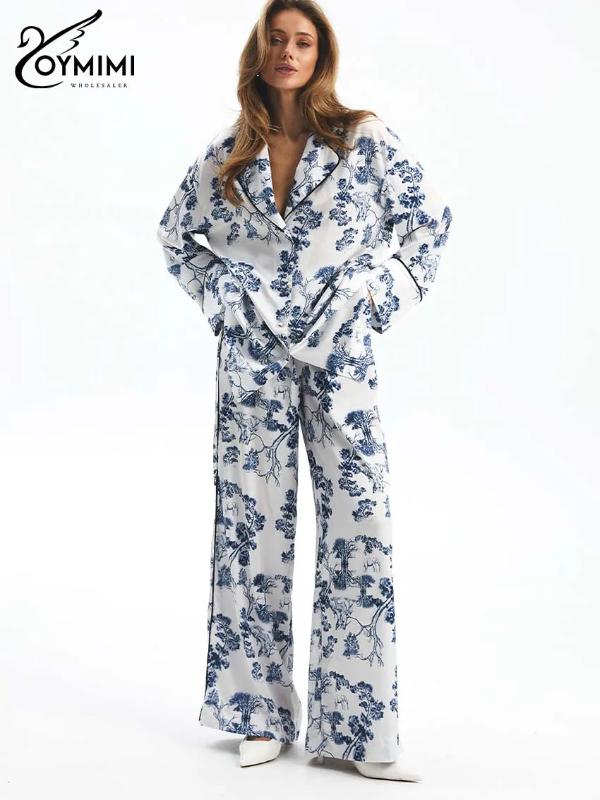 Oymimi Women's Blue White Floral Satin 2-Piece Set 2026 Spring Pajama Style Oversized Shirt Wide Leg Pants Elegant Casual Outfit
Oymimi Women's Blue White Floral Satin 2-Piece Set 2026 Spring Pajama Style Oversized Shirt Wide Leg Pants Elegant Casual Outfit
