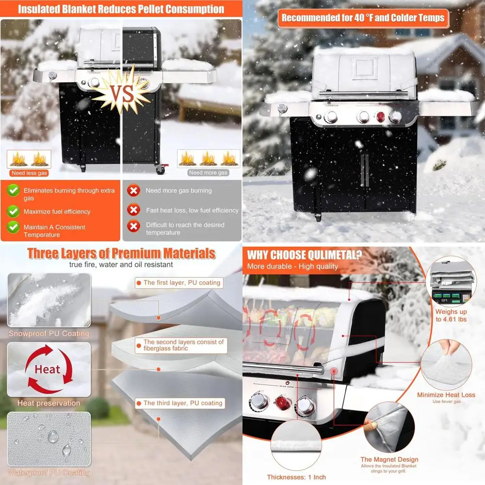 Weber Genesis II 300 & LX 300 Insulated Grill Cover for Cold Weather BBQ and Fuel Efficiency
Weber Genesis II 300 & LX 300 Insulated Grill Cover for Cold Weather BBQ and Fuel Efficiency