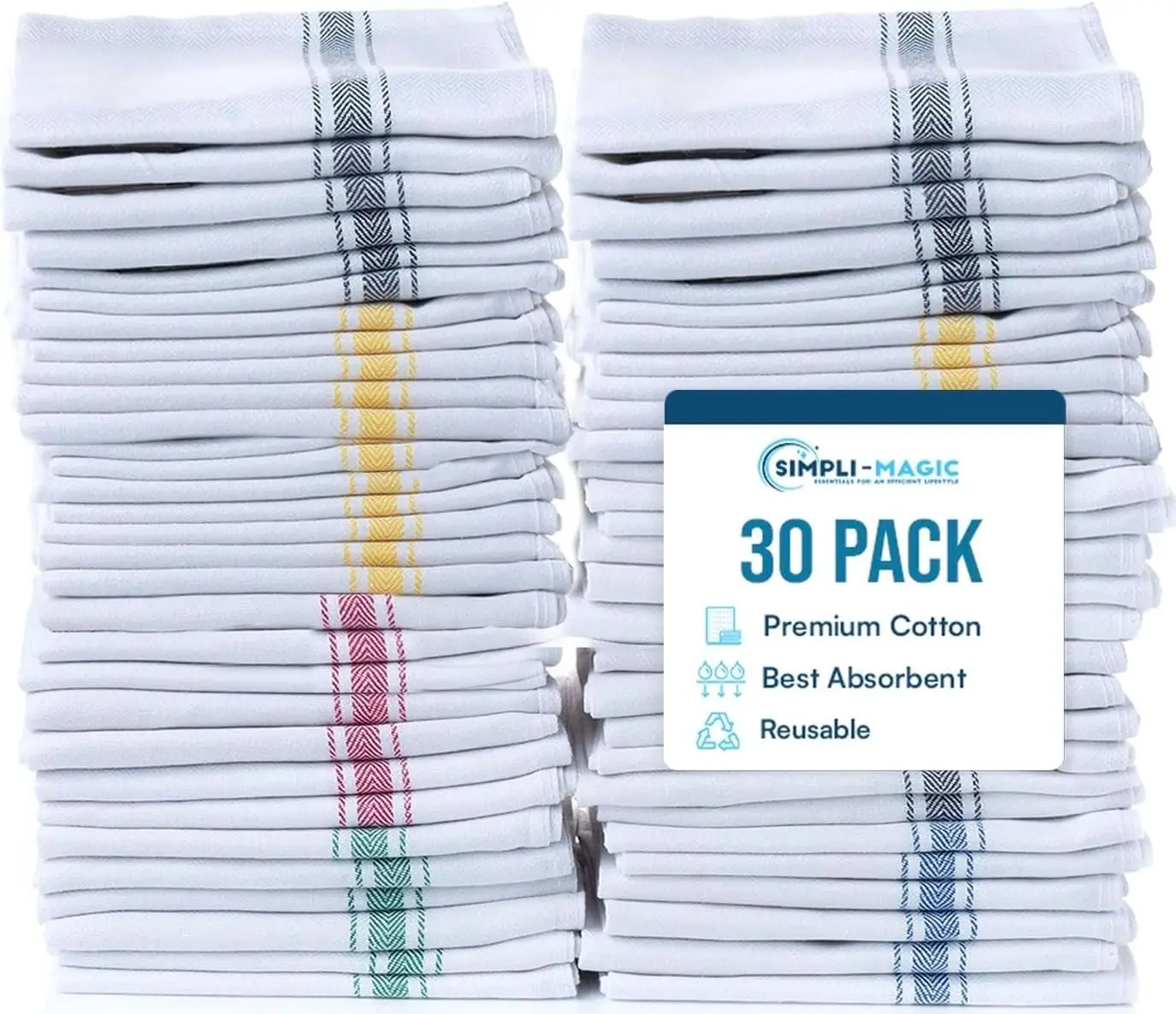 Хлопковые кухонные полотенца в елочку, 15x25 дюймов (30 штук в упаковке) – Высокоабсорбирующие кухонные полотенца для рук (разноцветные)
Хлопковые кухонные полотенца в елочку, 15x25 дюймов (30 штук в упаковке) – Высокоабсорбирующие кухонные полотенца для рук (разноцветные)