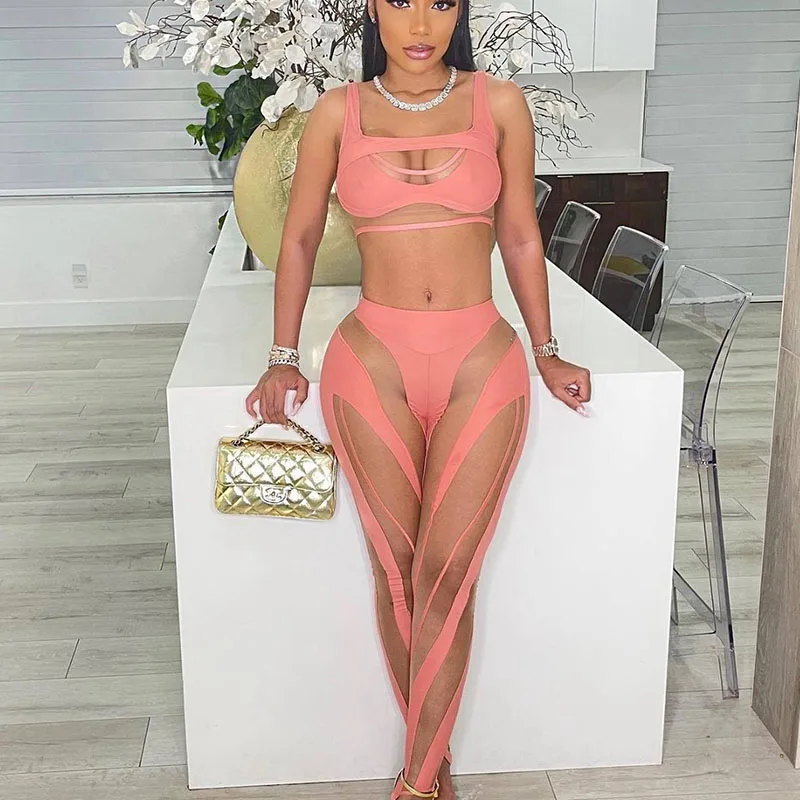 Sexy Sheer Mesh Two Piece Set Women Going Out Club Outfits Bandage Crop Tops Leggings Pants Sets Party Night Matching Sets Y2K
Sexy Sheer Mesh Two Piece Set Women Going Out Club Outfits Bandage Crop Tops Leggings Pants Sets Party Night Matching Sets Y2K