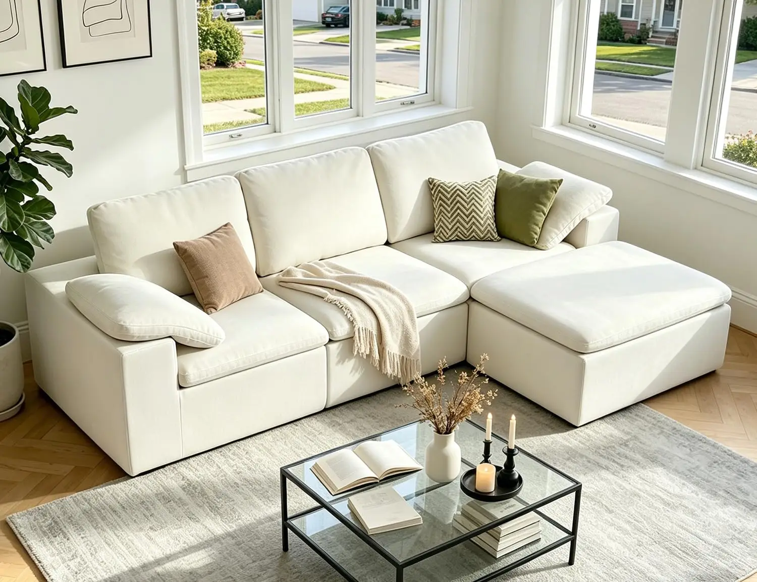 108" Modular Sectional Sofa With Ottoman Adjustable Backrest Chenille 4 Seater Living Room Customized
108" Modular Sectional Sofa With Ottoman Adjustable Backrest Chenille 4 Seater Living Room Customized