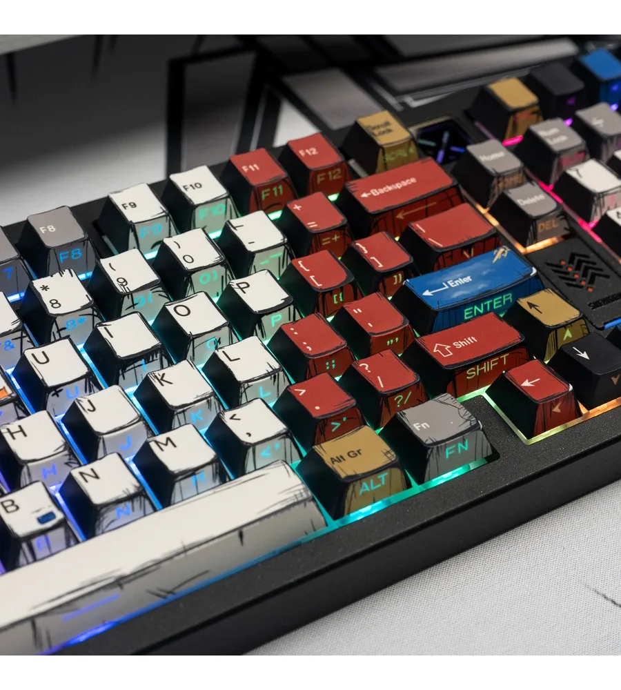 Manga mixed-light side translucent keycaps PBT dye-sublimation original factory highly customized suitable for wooting
Manga mixed-light side translucent keycaps PBT dye-sublimation original factory highly customized suitable for wooting