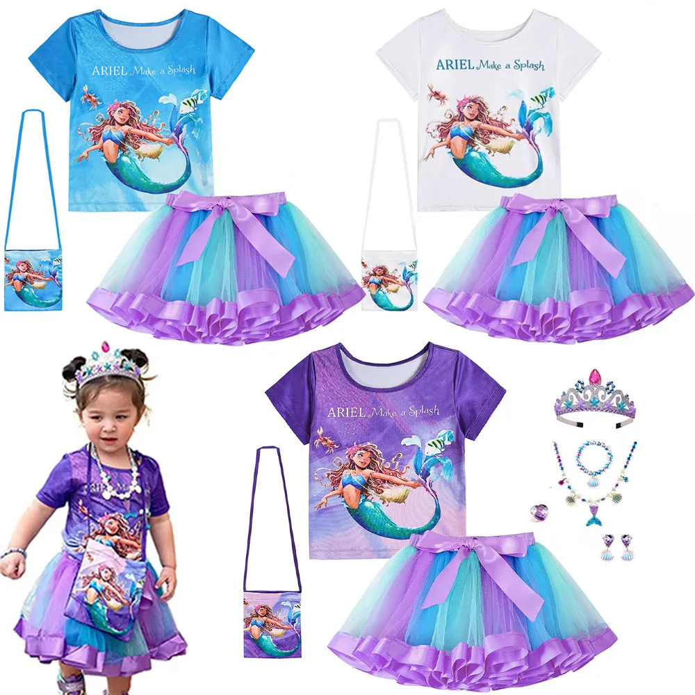 Girls Mermaid Tutu Skirt Set Princess Cosplay Costume T-shirt+Skirt+Bag 3pcs Suit Print Kids Casual Clothing Party Daily Outfits
Girls Mermaid Tutu Skirt Set Princess Cosplay Costume T-shirt+Skirt+Bag 3pcs Suit Print Kids Casual Clothing Party Daily Outfits