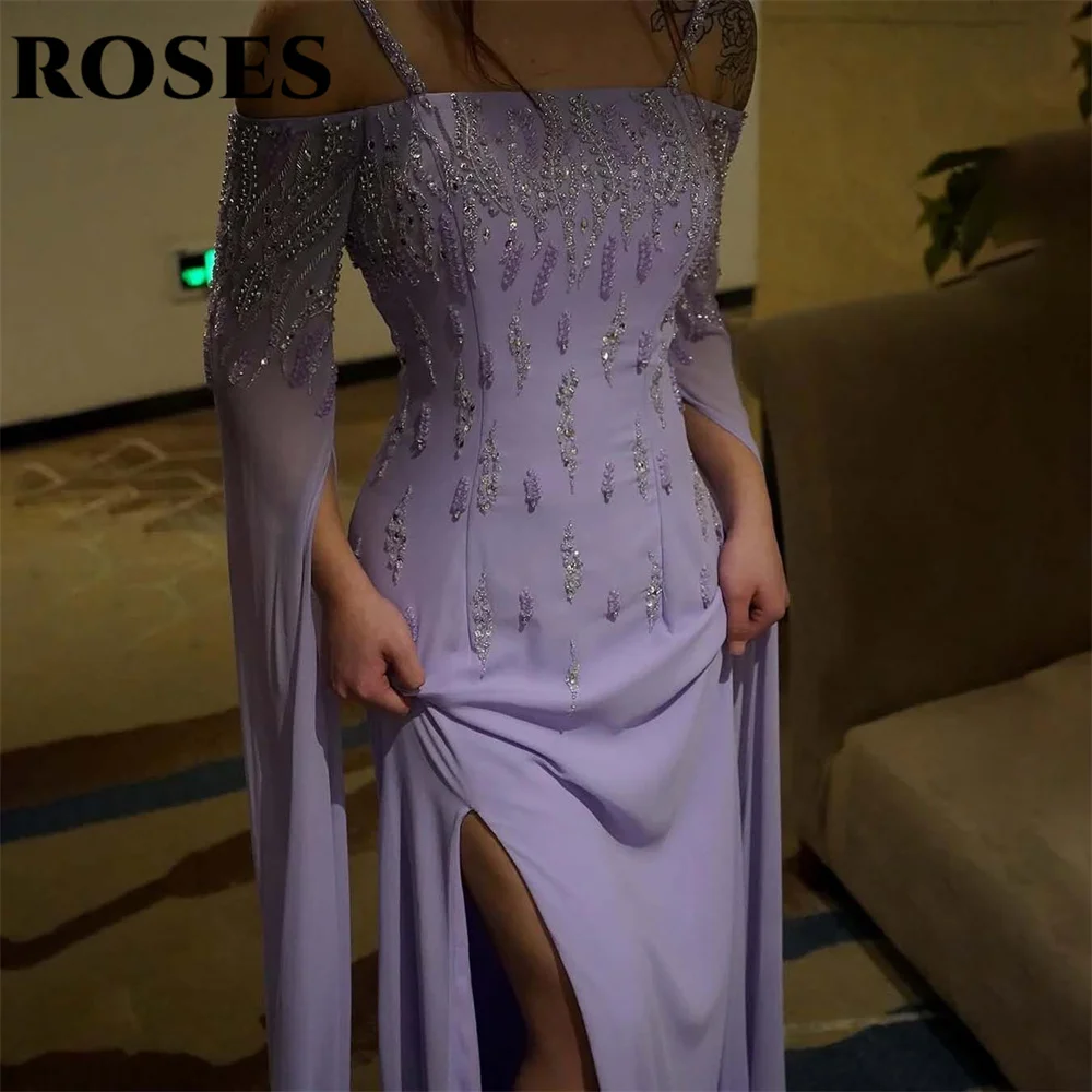 ROSES Lilac Trumpet Party Dress Split Saudi Arabia Celebrity Dress Off the Shoulder Crystal Special Occasion Dress Customized
ROSES Lilac Trumpet Party Dress Split Saudi Arabia Celebrity Dress Off the Shoulder Crystal Special Occasion Dress Customized