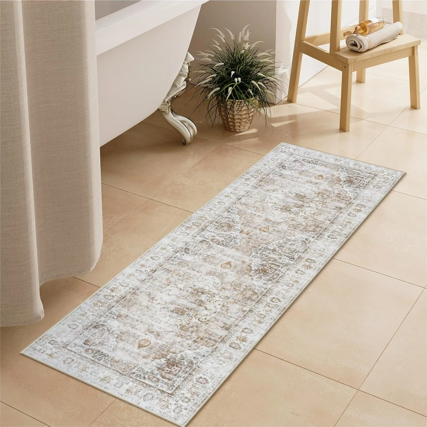 Bathroom Rugs Runner, Distressed Farmhouse Boho Light Khaki Bath Mat, Non Slip Washable Long Rug, Soft Velvet 18x47 inch
Bathroom Rugs Runner, Distressed Farmhouse Boho Light Khaki Bath Mat, Non Slip Washable Long Rug, Soft Velvet 18x47 inch