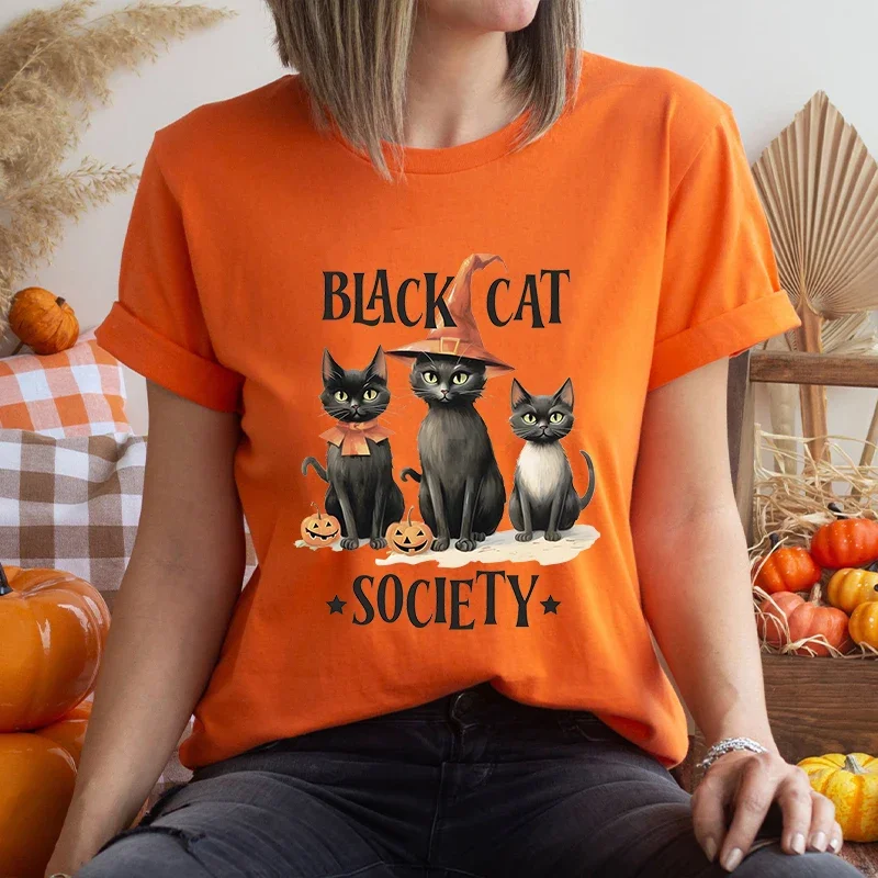 Black Cat Society Print T-shirt Fashion Casual Streetwear Halloween Women T Shirt Streetwear Hipster Street Summer Women Tees
Black Cat Society Print T-shirt Fashion Casual Streetwear Halloween Women T Shirt Streetwear Hipster Street Summer Women Tees