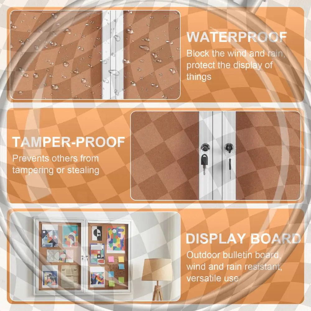 Tamper-Proof Lockable Noticeboard Aluminum Frame Enclosed Cork Board with Glass Locking Door for Home Office and Community Use
Tamper-Proof Lockable Noticeboard Aluminum Frame Enclosed Cork Board with Glass Locking Door for Home Office and Community Use