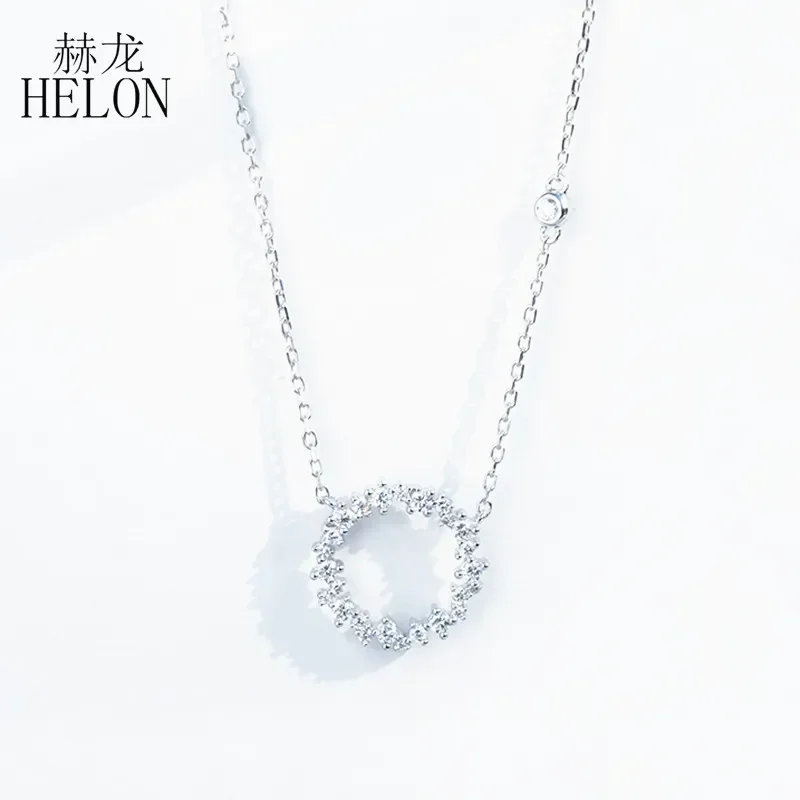 HELON Solid 18k White Gold Lady Trendy Round H/SI Natural Diamonds Necklace Pendant for Women Wedding Jewelry Valentine Gift
HELON Solid 18k White Gold Lady Trendy Round H/SI Natural Diamonds Necklace Pendant for Women Wedding Jewelry Valentine Gift