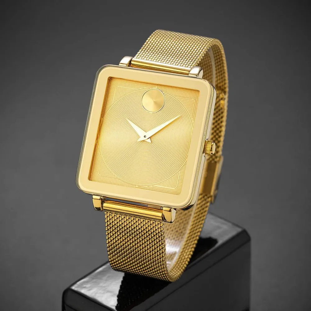 European Retro Style Square Dial Male Wristwatch Full Gold Tone Fine Mesh Metal Band Simple Pointer Design Fashion Daily Business Dress Quartz Watch for Men
European Retro Style Square Dial Male Wristwatch Full Gold Tone Fine Mesh Metal Band Simple Pointer Design Fashion Daily Business Dress Quartz Watch for Men