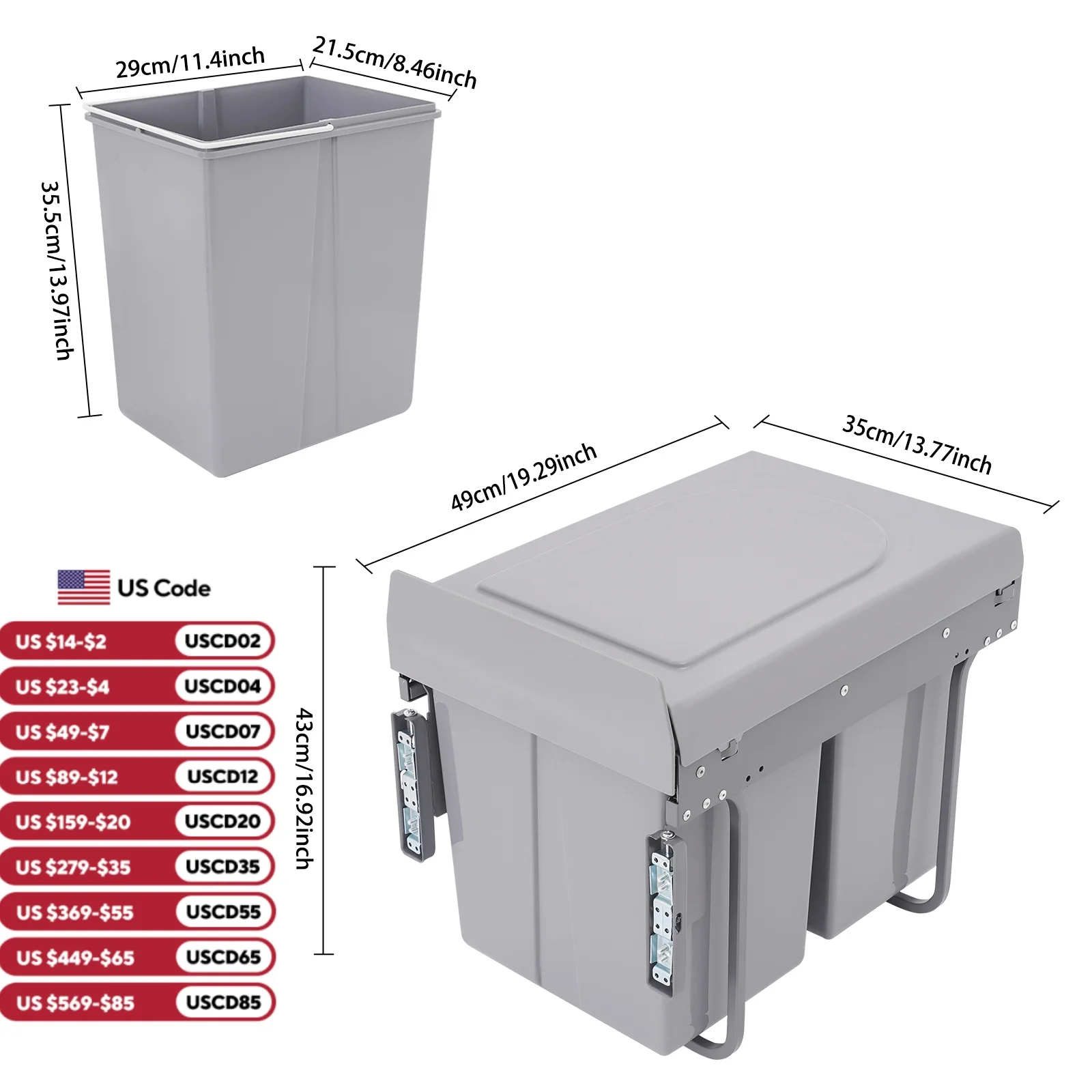 20L Pullout Trash Can for Kitchen Under-Counter Slide-Out Recycling Garbage Trash Can Waste Bin
20L Pullout Trash Can for Kitchen Under-Counter Slide-Out Recycling Garbage Trash Can Waste Bin