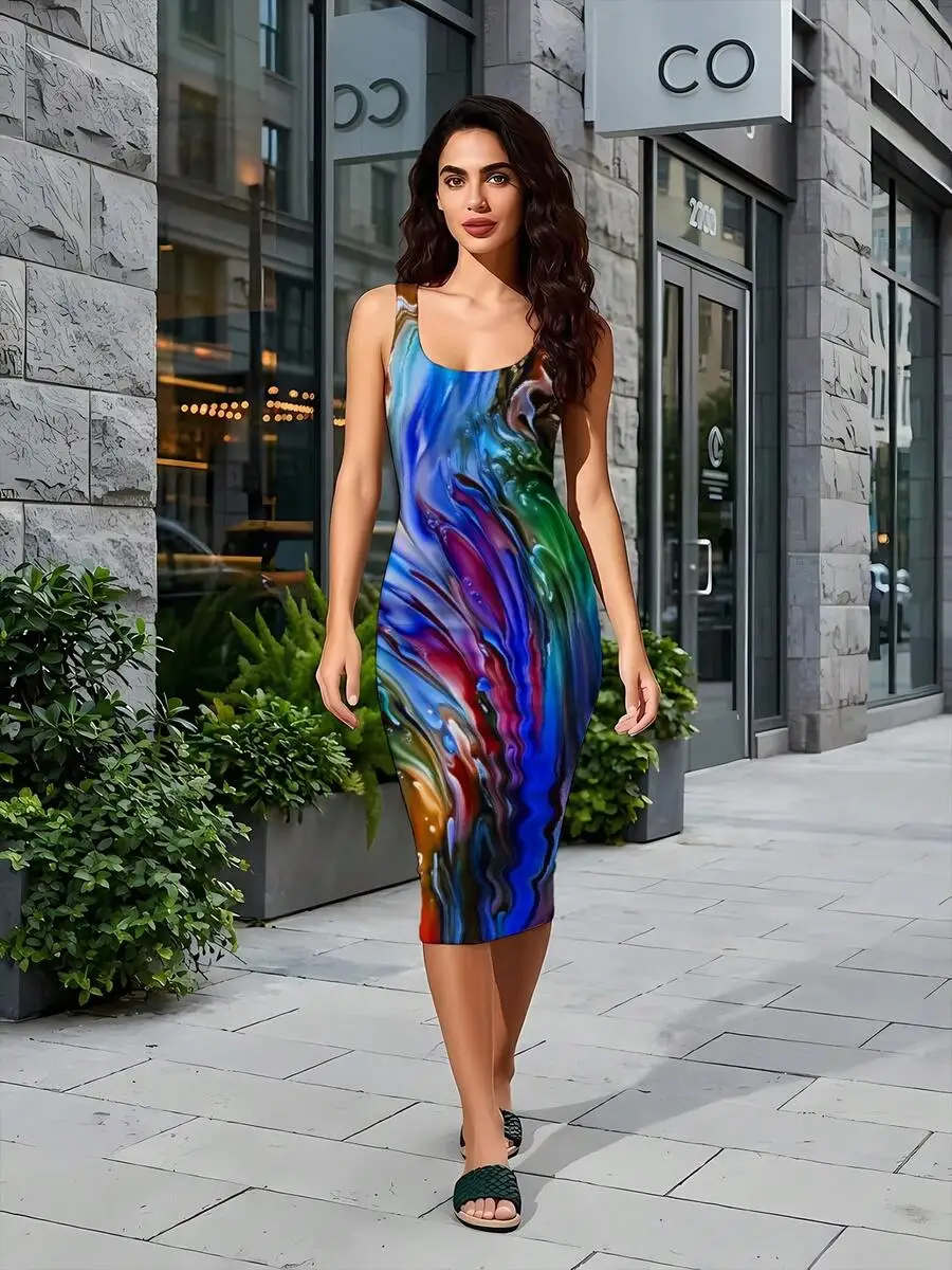 Womens Sleeveless Bodycon Abstract Art Print Knee Length Dress Summer Casual Beach Party
Womens Sleeveless Bodycon Abstract Art Print Knee Length Dress Summer Casual Beach Party