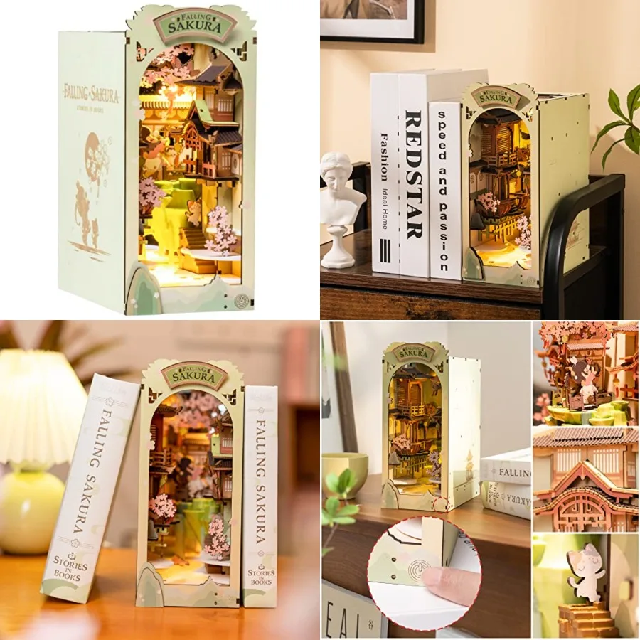 DIY Book Nook Kit Falling Sakura 3D Puzzle for Adults Creative Decorative Bookend Bookshelf Insert Ideal for Halloween and Chri
DIY Book Nook Kit Falling Sakura 3D Puzzle for Adults Creative Decorative Bookend Bookshelf Insert Ideal for Halloween and Chri