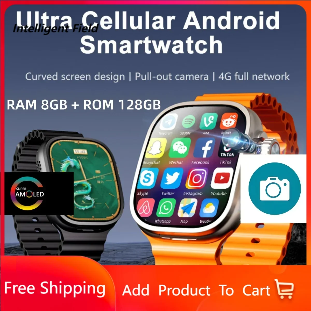 New JC02 Pro 2.2'' Curved AMOLED Smartwatch for Men Women, Android OS/GPS/WiFi/Camera, HD Fitness Tracker with Always-On Display
New JC02 Pro 2.2'' Curved AMOLED Smartwatch for Men Women, Android OS/GPS/WiFi/Camera, HD Fitness Tracker with Always-On Display