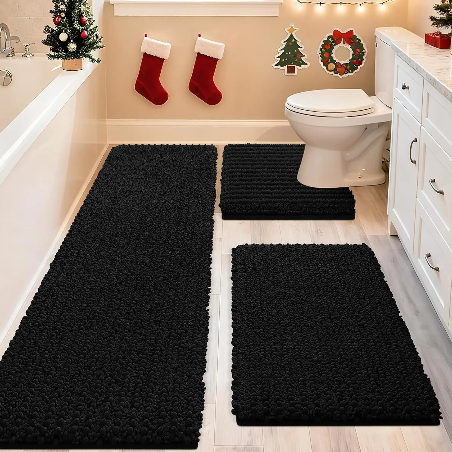 Extra Large Bathroom Rug Set 3 Pieces, Ultra Soft Thick Absorbent Non-Slip Chenille Mats for Bathroom Bedroom Kitchen
Extra Large Bathroom Rug Set 3 Pieces, Ultra Soft Thick Absorbent Non-Slip Chenille Mats for Bathroom Bedroom Kitchen