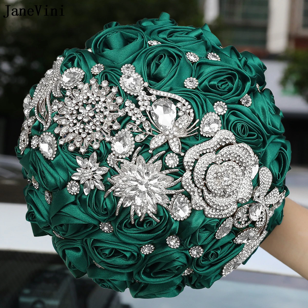 JaneVini Sparkly Silver Rhinestones Dark Green Bridal Hand Bouquets Artificial Satin Roses Wedding Bouquet Flowers Ramo De Novia
JaneVini Sparkly Silver Rhinestones Dark Green Bridal Hand Bouquets Artificial Satin Roses Wedding Bouquet Flowers Ramo De Novia