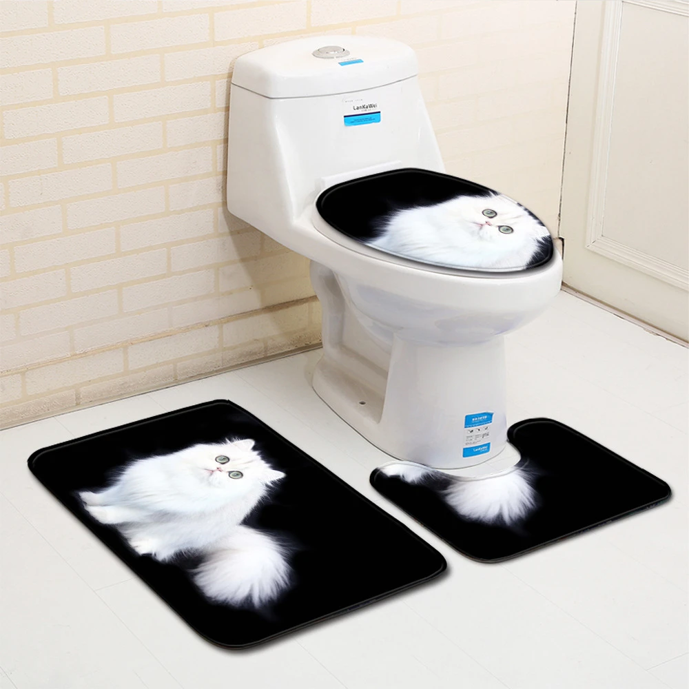 Cute and Fun Cat Bathroom 3-piece Cute White Cat bathroom Super soft Absorbent Carpet Foot Mat Toilet Mat Home Decor
Cute and Fun Cat Bathroom 3-piece Cute White Cat bathroom Super soft Absorbent Carpet Foot Mat Toilet Mat Home Decor