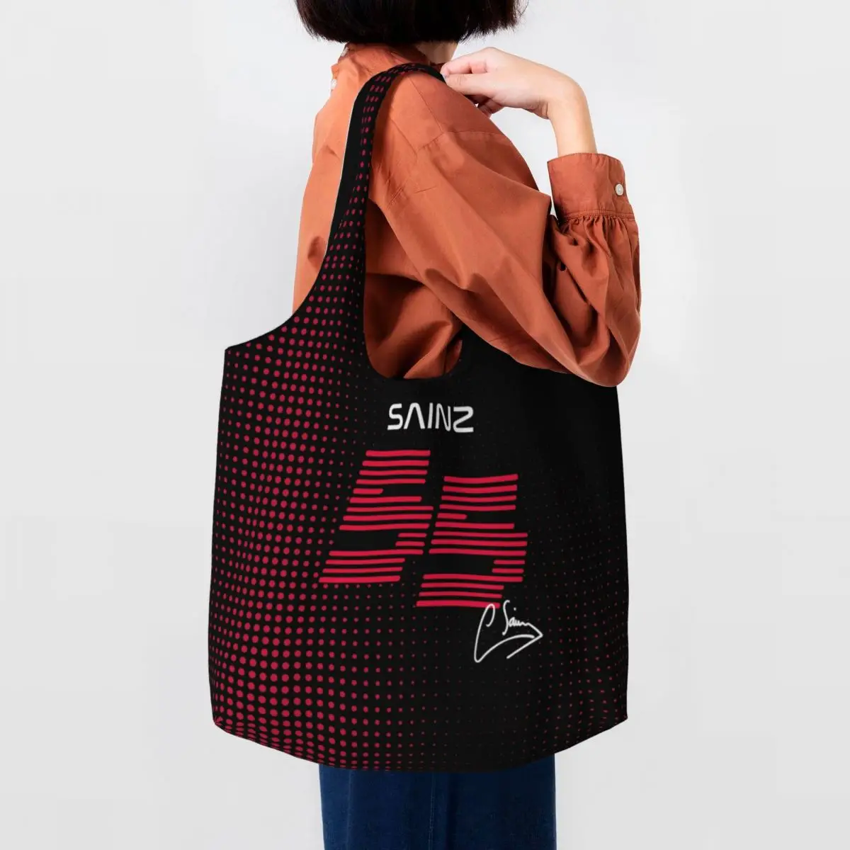 Custom Carlos Sainz 55 Formula Racing Driver Canvas Shopping Bag Women Portable Large Capacity Grocery Tote Shopper Bags Handbag
Custom Carlos Sainz 55 Formula Racing Driver Canvas Shopping Bag Women Portable Large Capacity Grocery Tote Shopper Bags Handbag