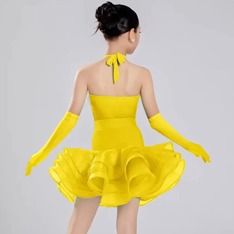Yellow Kids Children Pearl Latin Dance Costume for Girls Practice Dancewear Stage Performance Split Bodysuit and Skirts Set
Yellow Kids Children Pearl Latin Dance Costume for Girls Practice Dancewear Stage Performance Split Bodysuit and Skirts Set