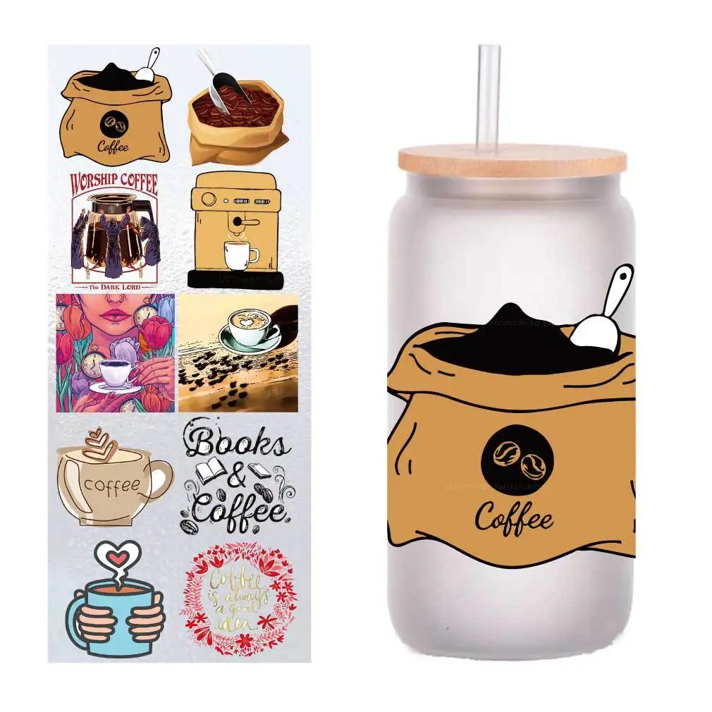 10 four-inch cartoon coffee decorative UV transfer stickers Crystal label glass stickers customized
10 four-inch cartoon coffee decorative UV transfer stickers Crystal label glass stickers customized