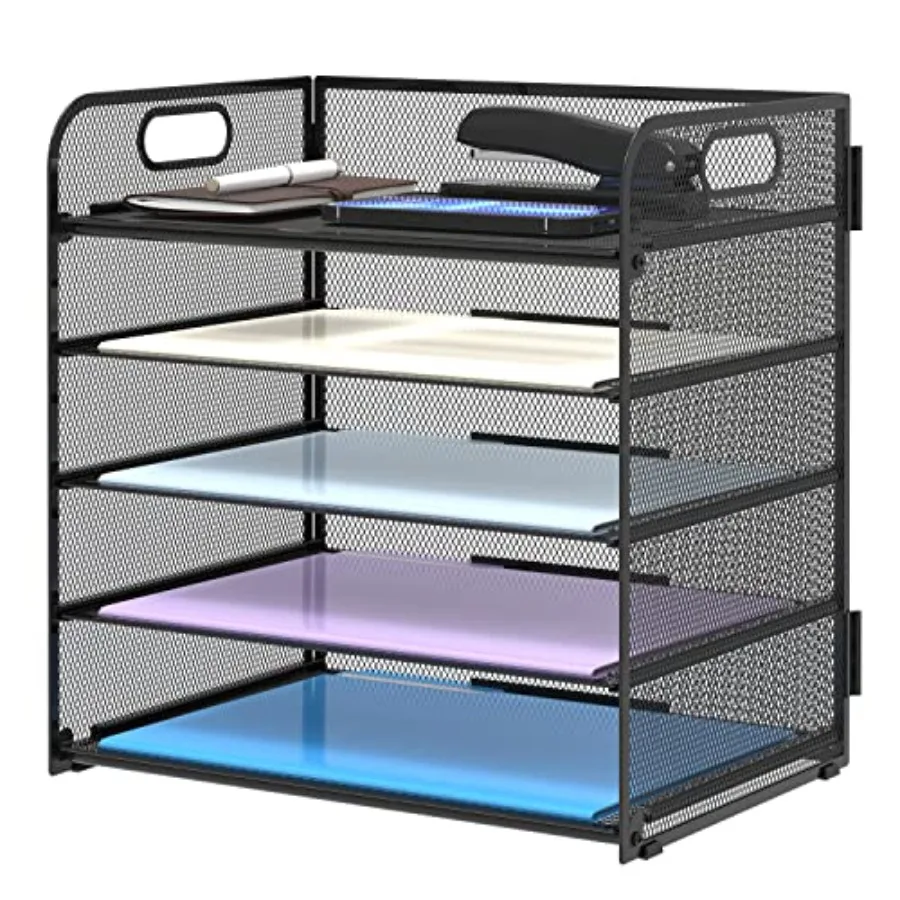5 Trays Paper Organizer Letter Tray with Handle-Mesh Desk File Holders, Paper Sorter Desk Organizer for Office, Home, Classroom
5 Trays Paper Organizer Letter Tray with Handle-Mesh Desk File Holders, Paper Sorter Desk Organizer for Office, Home, Classroom