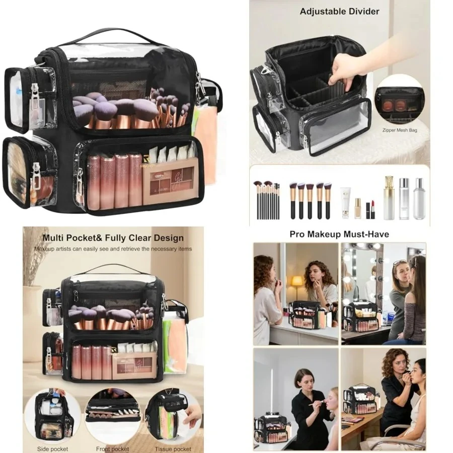 Makeup Brush Bag, Makeup Artist Bag Makeup Brush Holder Travel Clear Makeup Bag Professional Cosmetic Bag Large Makeup Case Portable Storage Organizer Bag with Adjustable Divide&Shoulder Strap
Makeup Brush Bag, Makeup Artist Bag Makeup Brush Holder Travel Clear Makeup Bag Professional Cosmetic Bag Large Makeup Case Portable Storage Organizer Bag with Adjustable Divide&Shoulder Strap