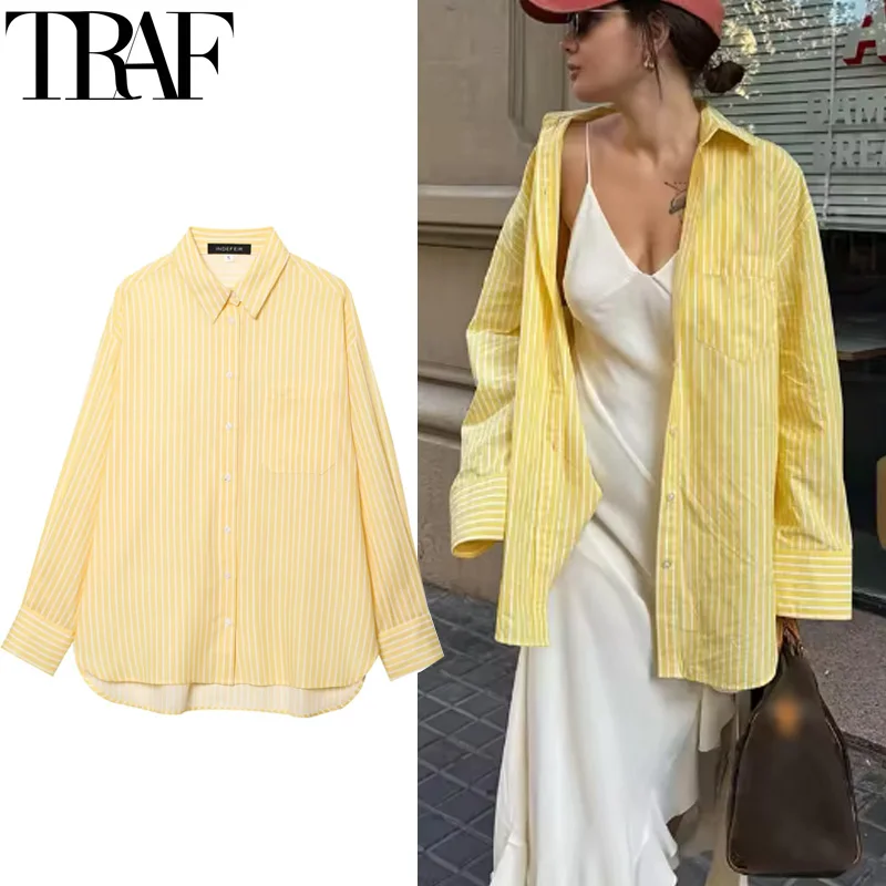 TRAF Woman 2025 Shirts And Blouses New Striped Shirt Long Sleeve Blouses Spring Summer Button Up Plain Shirts Linen Large Tops
TRAF Woman 2025 Shirts And Blouses New Striped Shirt Long Sleeve Blouses Spring Summer Button Up Plain Shirts Linen Large Tops