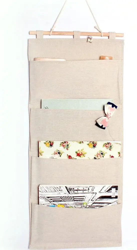 Linen/Cotton Wall Hanging Storage Organizer with 4 Large Pockets for Home, Office, Kitchen - Space Saving
Linen/Cotton Wall Hanging Storage Organizer with 4 Large Pockets for Home, Office, Kitchen - Space Saving