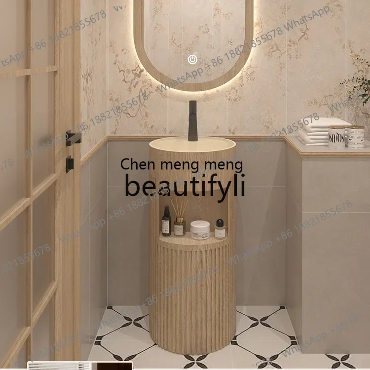 New arrive Washing table Storage column basin Integrated floor wash basin Walnut texture wash table
New arrive Washing table Storage column basin Integrated floor wash basin Walnut texture wash table