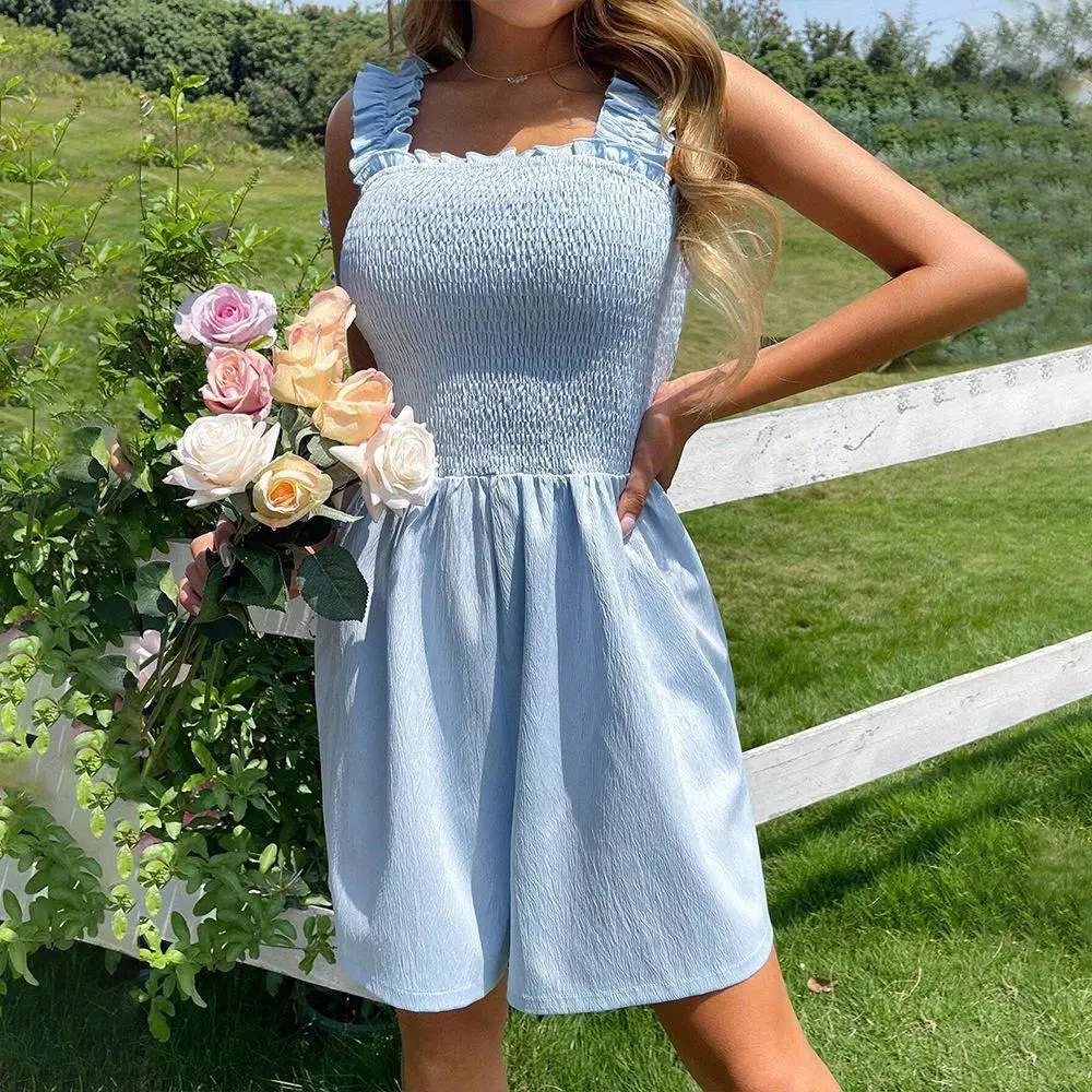 Cross-Border Square Collar Waist-Cinching Gathered Strap Dress Summer New Backless Sensation Backless High Waist Short Pants
Cross-Border Square Collar Waist-Cinching Gathered Strap Dress Summer New Backless Sensation Backless High Waist Short Pants