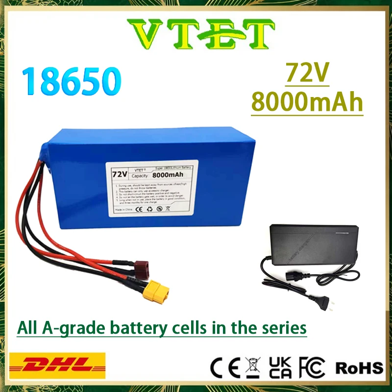 A+ 72V 10-50Ah 18650 Lithium Battery Pack Electric High Quality Battery 3000W BMS High Power Battery + 84V 3A Charger DIY
A+ 72V 10-50Ah 18650 Lithium Battery Pack Electric High Quality Battery 3000W BMS High Power Battery + 84V 3A Charger DIY