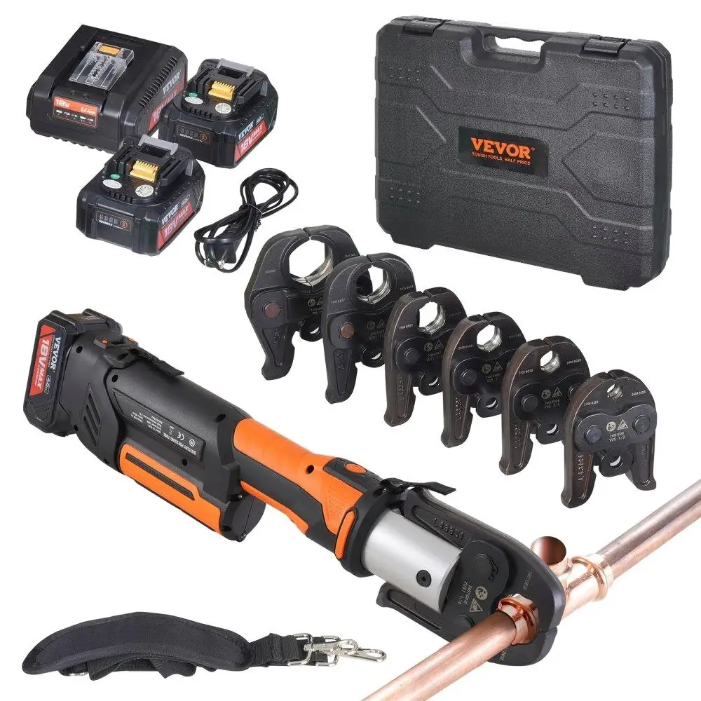 Professional Pipe Crimping Tool Kit with Battery and 6 Jaws for Plumbing and HVAC Connections
Professional Pipe Crimping Tool Kit with Battery and 6 Jaws for Plumbing and HVAC Connections