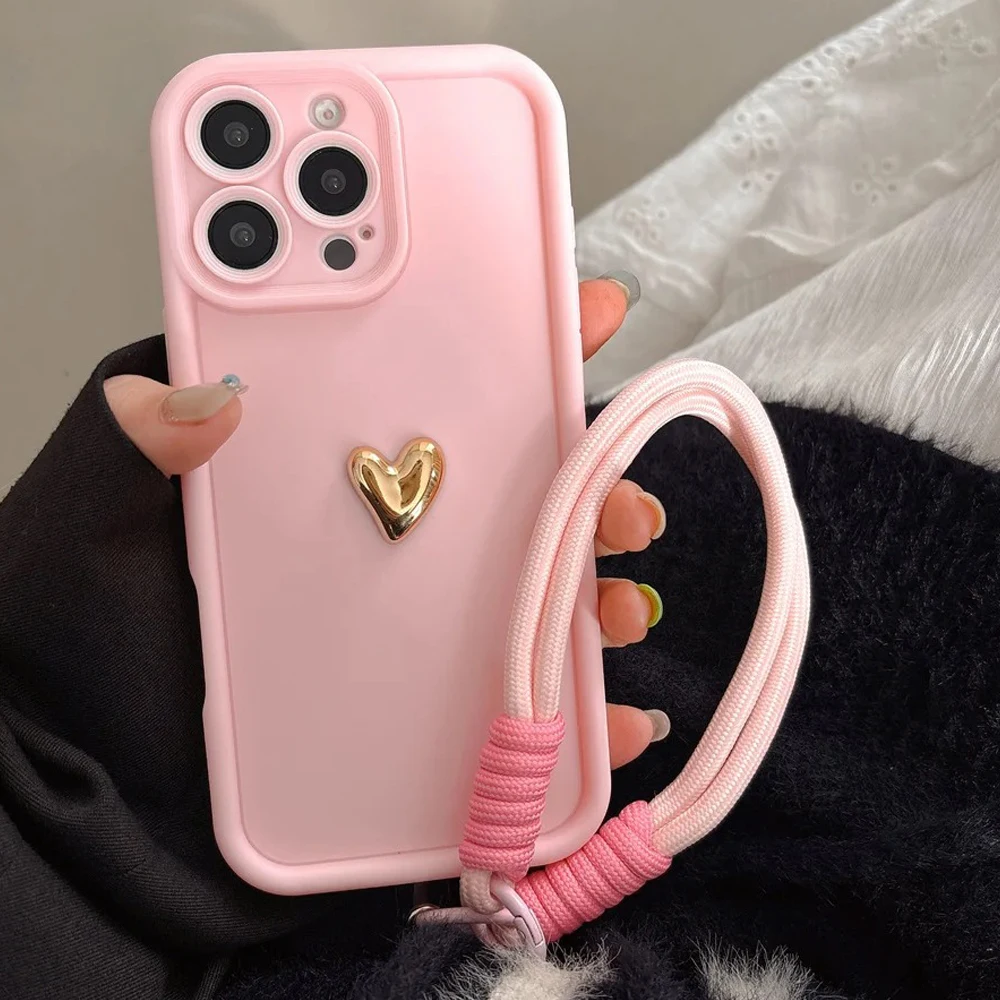 3D Gold Love Heart Silicone Soft Case For iPhone 16 15 14 Pro Max 13 12 11 Pro 16E 7 8 Plus SE Pink Wrist Chain Hang Strap Cover
3D Gold Love Heart Silicone Soft Case For iPhone 16 15 14 Pro Max 13 12 11 Pro 16E 7 8 Plus SE Pink Wrist Chain Hang Strap Cover