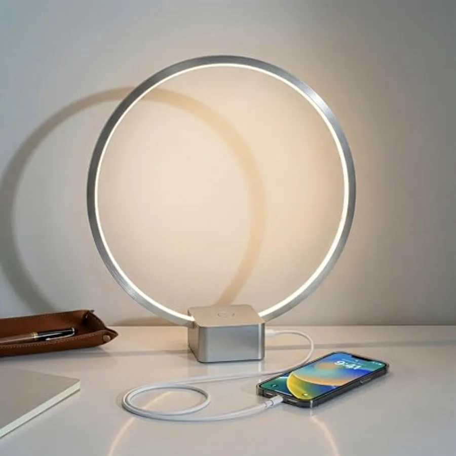 Circle LED Nightstand Lamp with USB Port Compact Bed Stand Lamp for Bedroom, Living Room - Modern Asian Table and Desk Lamp on
Circle LED Nightstand Lamp with USB Port Compact Bed Stand Lamp for Bedroom, Living Room - Modern Asian Table and Desk Lamp on