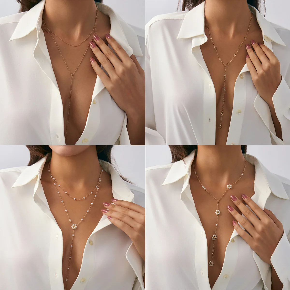 Long Y Chain Collar Necklace Gold Silver Color with Imitation of Pearl Small Flower Charms Classic Trendy Women Jewelry Gift
Long Y Chain Collar Necklace Gold Silver Color with Imitation of Pearl Small Flower Charms Classic Trendy Women Jewelry Gift