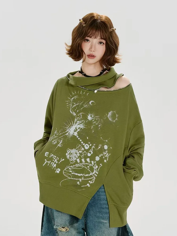 Vintage Print Hip Hop Sweatshirt Women Loose Zipper Design Hollow Out Pullover Harajuku Retro American Long Sleeve Spring Tops
Vintage Print Hip Hop Sweatshirt Women Loose Zipper Design Hollow Out Pullover Harajuku Retro American Long Sleeve Spring Tops