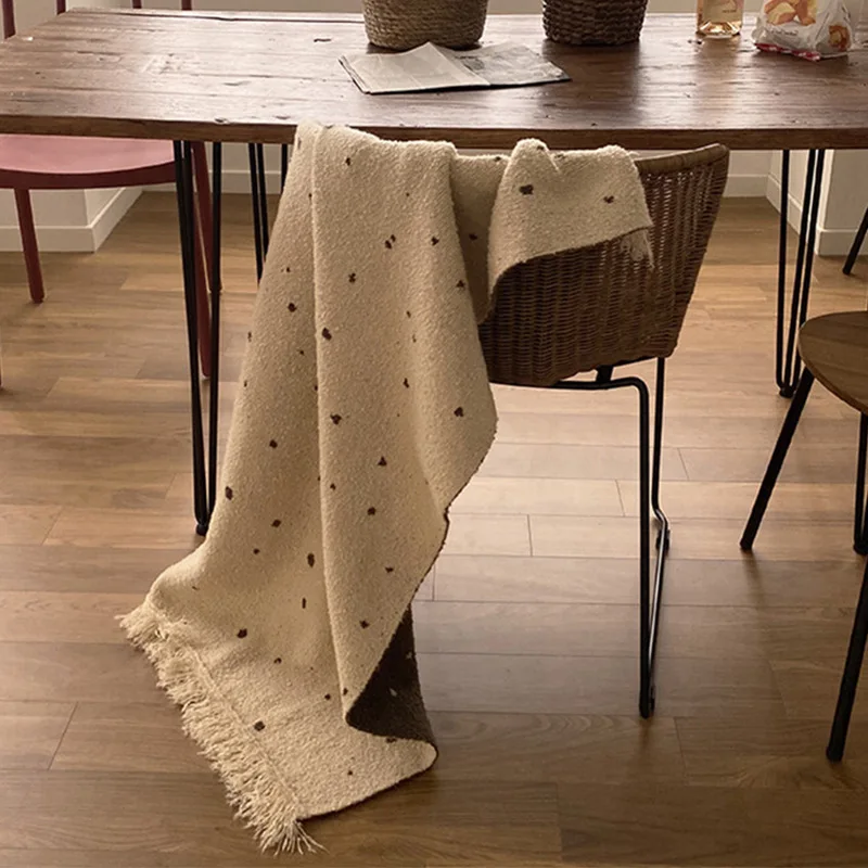 Double Throw Blanket Beige Dot Tassel Blanket for Sofa Knit Indoor Outdoor Travel Throw Living Room Mat Comforter Bed 40x60inch
Double Throw Blanket Beige Dot Tassel Blanket for Sofa Knit Indoor Outdoor Travel Throw Living Room Mat Comforter Bed 40x60inch