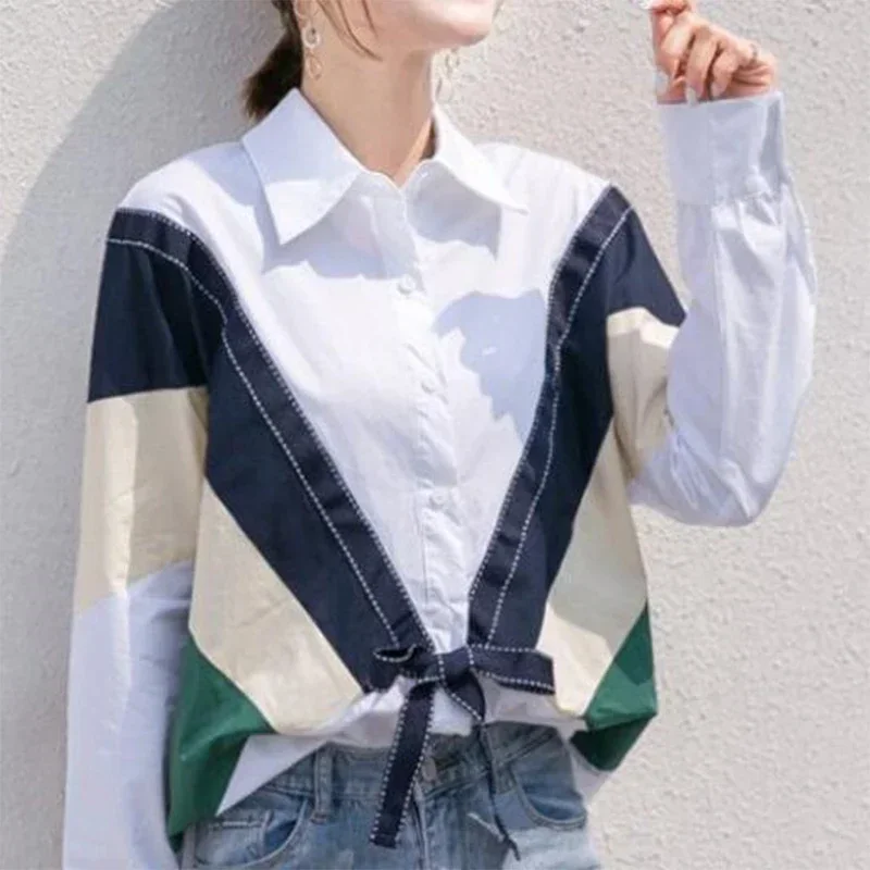 Spring Autumn New Korean Style Polo-neck Fashion Patchwork Bow Elegant Shirt Top Women Sweet Long Sleeve All-match Casual Blouse
Spring Autumn New Korean Style Polo-neck Fashion Patchwork Bow Elegant Shirt Top Women Sweet Long Sleeve All-match Casual Blouse