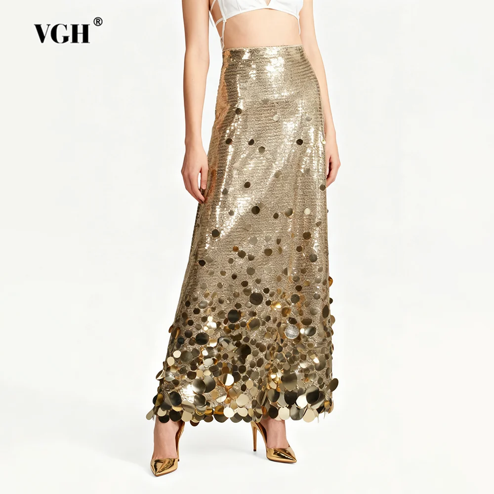 VGH Party Glitter Patchwork Sequined Skirts for Women High Waist Patchwork Zipper Slimming Fashionable Long Gloss Skirt Female
VGH Party Glitter Patchwork Sequined Skirts for Women High Waist Patchwork Zipper Slimming Fashionable Long Gloss Skirt Female