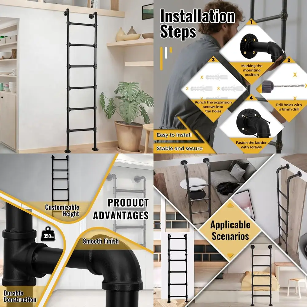 Настенная металлическая стремянка 7,87 фута, 8-ступенчатая оконная ступенька в подвале, пожарная лестница для аварийной эвакуации для двухъярусной кровати на чердаке в стиле лофт
Настенная металлическая стремянка 7,87 фута, 8-ступенчатая оконная ступенька в подвале, пожарная лестница для аварийной эвакуации для двухъярусной кровати на чердаке в стиле лофт