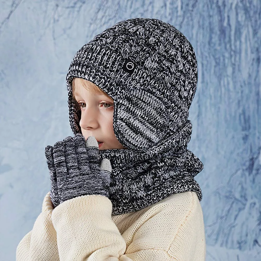 Fleece Lined Children's Hat Neck Scarf Gloves Set Winter Thick Kids Earflap Beanies Warm Ear Protection Skull Caps
Fleece Lined Children's Hat Neck Scarf Gloves Set Winter Thick Kids Earflap Beanies Warm Ear Protection Skull Caps
