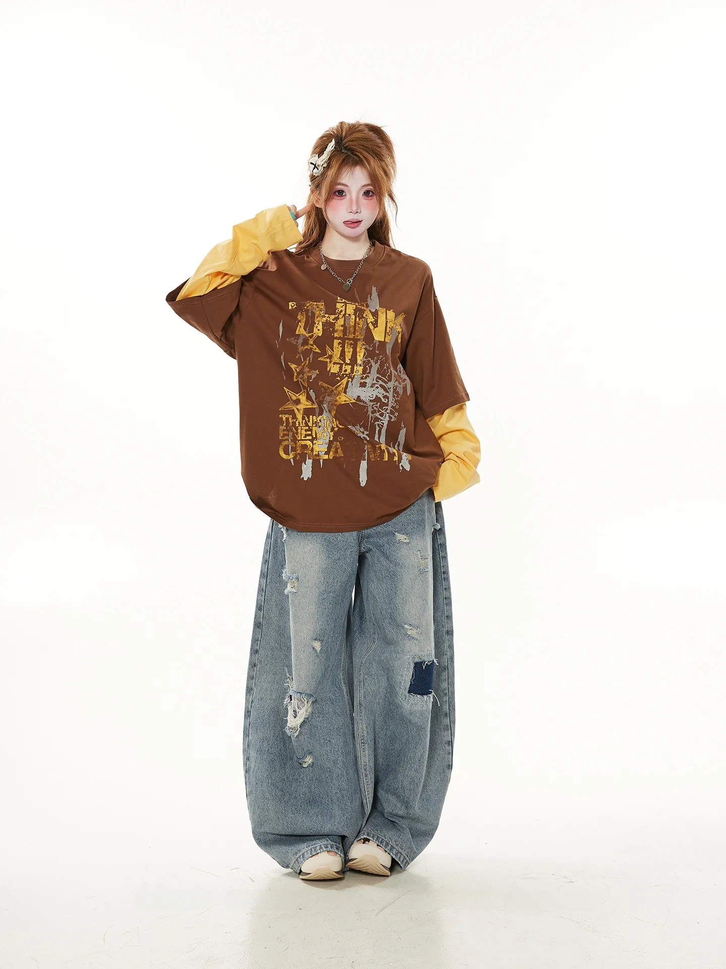 Retro American Loose Long Sve round Ne T-irt Women's Casual Spring Couple Trendy Top Comfortable Cotton Commute Sle
Retro American Loose Long Sve round Ne T-irt Women's Casual Spring Couple Trendy Top Comfortable Cotton Commute Sle