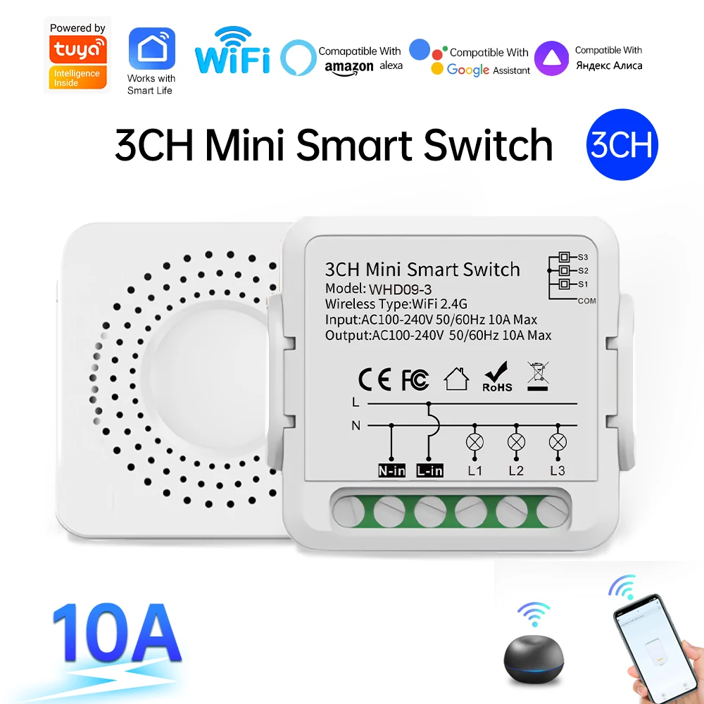 RKHK Tuya WiFi DIY Switch Module Without Neutral Wire 3 Gang Smart Breaker Intelligent Life Control Support Alexa Google Home
RKHK Tuya WiFi DIY Switch Module Without Neutral Wire 3 Gang Smart Breaker Intelligent Life Control Support Alexa Google Home