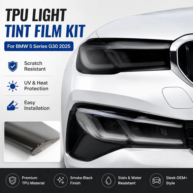 TPU Headlight and Taillight Tint Film Kit for BMW 5 Series G30 2025, Smoke Black Color, Easy Installation, Car Accessories
TPU Headlight and Taillight Tint Film Kit for BMW 5 Series G30 2025, Smoke Black Color, Easy Installation, Car Accessories