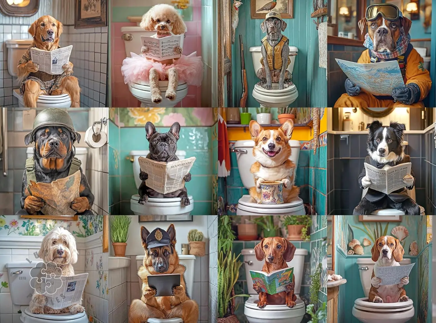Funny Toilet Reading Dogs Wooden Jigsaw Puzzle 1000 Pieces Dorm Leisure Craft Unique Wall Decor Novelty Holiday Party Favor Gift
Funny Toilet Reading Dogs Wooden Jigsaw Puzzle 1000 Pieces Dorm Leisure Craft Unique Wall Decor Novelty Holiday Party Favor Gift
