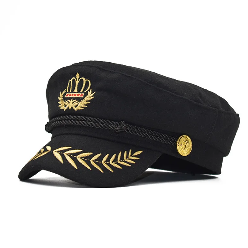 Cotton Crown Navy With Gold Thread Embroidery For Men Women Sailor Dance Performance Five Pointed Star Flat Top Hat
Cotton Crown Navy With Gold Thread Embroidery For Men Women Sailor Dance Performance Five Pointed Star Flat Top Hat