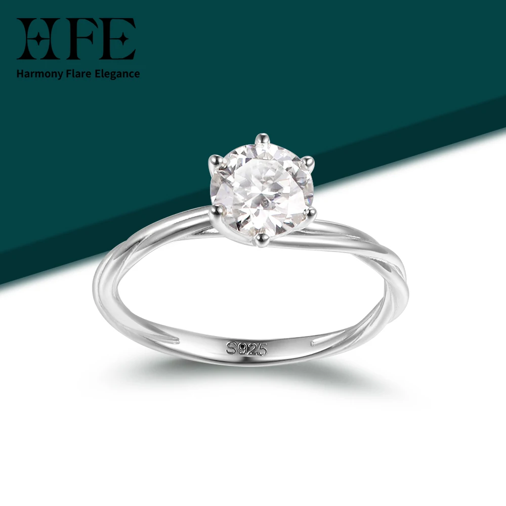 HFE Classic Solitaire Moissanite Ring 925 Sterling Silver with 6-Prong Twist Rope Design Timeless Engagement Jewelry for Women
HFE Classic Solitaire Moissanite Ring 925 Sterling Silver with 6-Prong Twist Rope Design Timeless Engagement Jewelry for Women