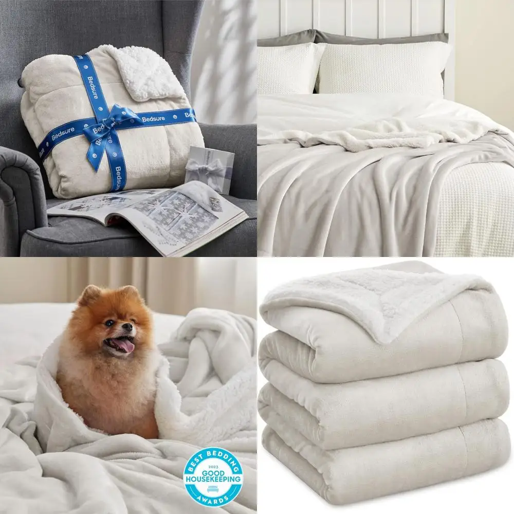 King Size Sherpa Fleece Blanket - Plush, Thick & Warm Throw for Winter, Soft Linen, 108x90
King Size Sherpa Fleece Blanket - Plush, Thick & Warm Throw for Winter, Soft Linen, 108x90